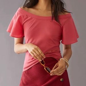 Anthropologie Maeve Off-The-Shoulder Flutter Top